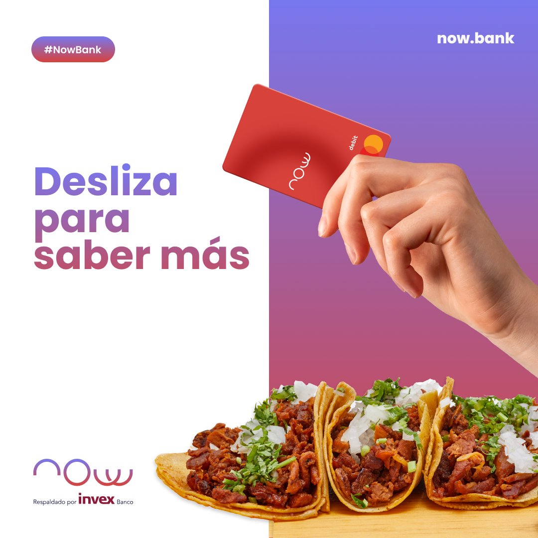 NOWBank_mx's tweet photo. ¿Con o sin cebolla? A los Nowers nos gustan los tacos con todo, pero lo que más disfrutamos es pagarlos con nuestra Tarjeta de Débito.
Uy, qué rico… ya se nos antojaron. ¿Vamos?
Descarga Now 👉🏻 https://t.co/jXDa6wzGYr
#AhoraPuedes #NowBank #Neobanco #Tacos #Taquerías https://t.co/F7G9Y9fhGg