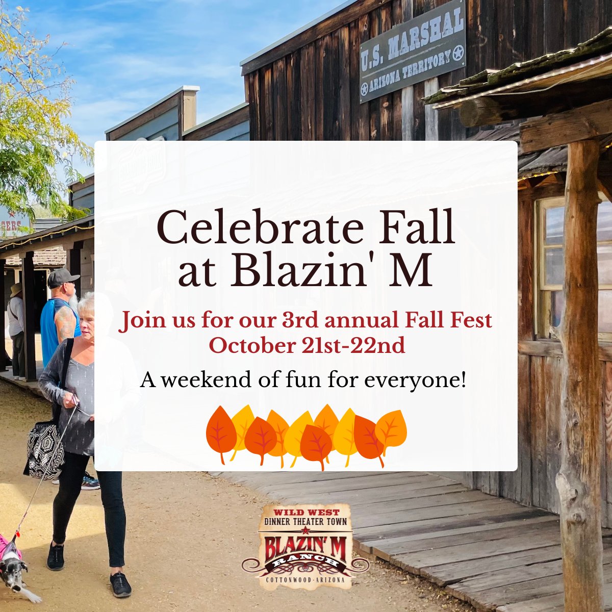 Join us at the Blazin' M Ranch for our third annual Fall Fest on October 21-22, from 10 am to 5 pm. Pre-purchase tickets here 👉 zurl.co/kmP1 

#BlazinMFallFest #CottonwoodFallFest #Sedona #ThingsToDoInSedona #ArizonaTravel #BlazinMRanch #VerdeValleysGotTalent