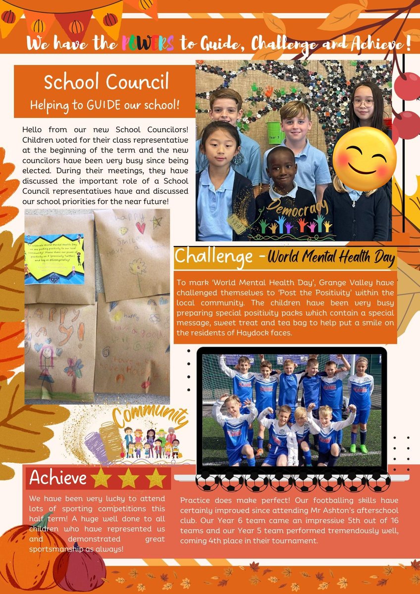 GrangeValley1's tweet photo. Take a look at our Curriculum Newsletter which celebrates some of the wonderful learning that has taken place so far this academic year! #GuideChallengeAchieve #GoldenThreads #Democracy #Diversity #Community #POWERScurriculum https://t.co/nu8XutnINO