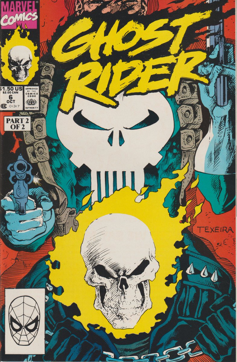Two skulls for the price of one.  #GhostRider and #Punisher cover by #MarkTexeira.  #comicbooks
