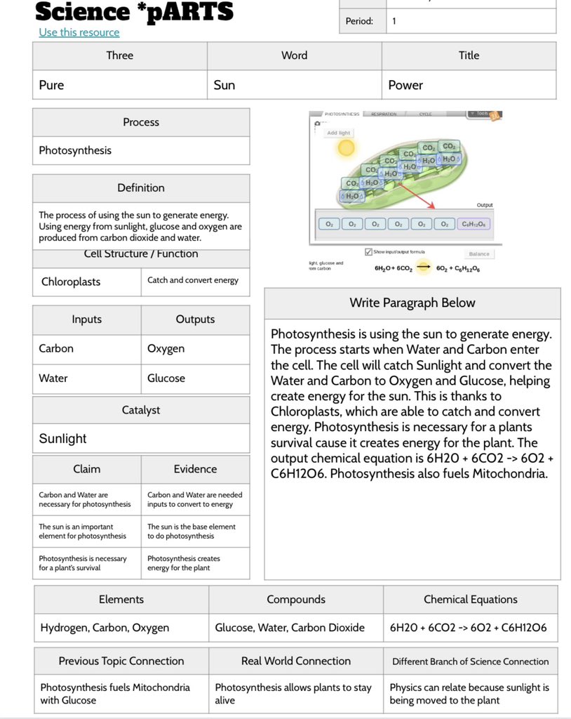 arianakhern's tweet photo. More #Science *pARTS in #Biology today! Students used a #gizmos sim as the phenomenon to learn about #Photosynthesis. I’m loving the way these are helping students learn complex processes in science. #Eduprotocols #SciencepARTS https://t.co/aFCfp22LOc