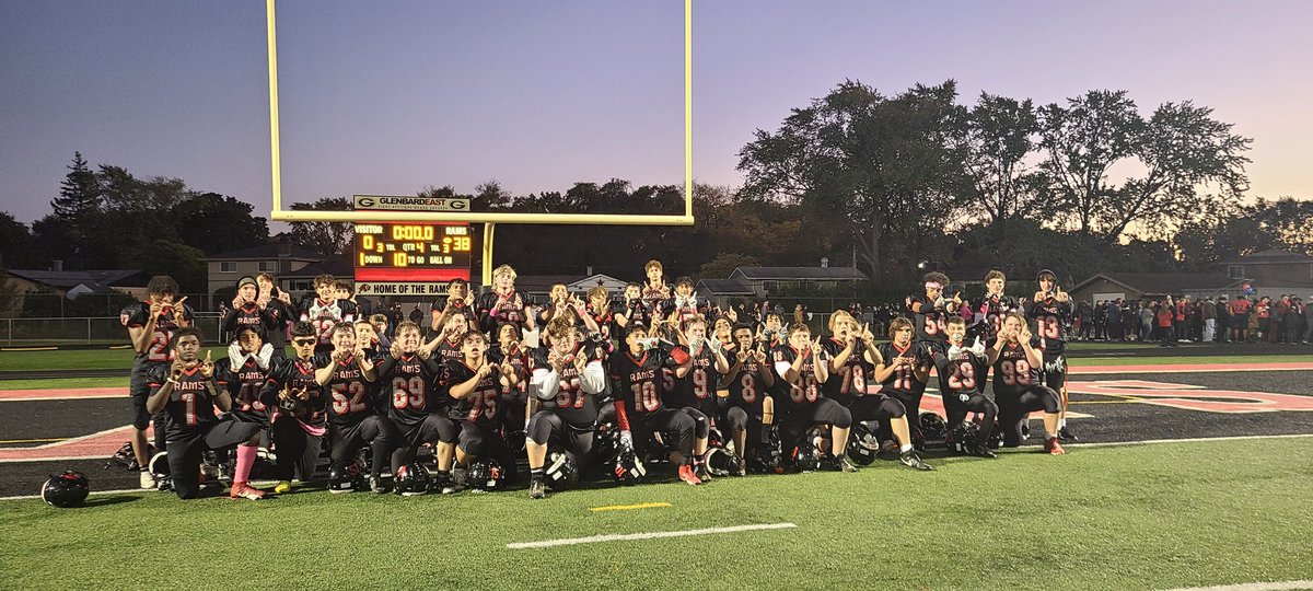 Mission accomplished! Sophomore Rams (9-0, 6-0) finished their perfect season with a 38-0 win over Bartlett!

Undefeated Conference Champions!

Thank you to all of the players, parents, coaches, and trainers for an incredible year! I couldn't be more proud of this group!