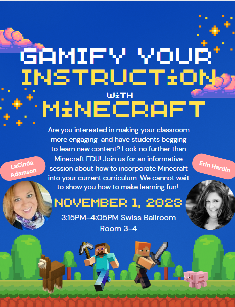 GaTeacher5th's tweet photo. Looking forward to presenting this yearr @GAETC about Minecraft EDU. How do you use Minecraft to increase engagement in your classroom? #GAETC #KSU https://t.co/JQantNEXCw
