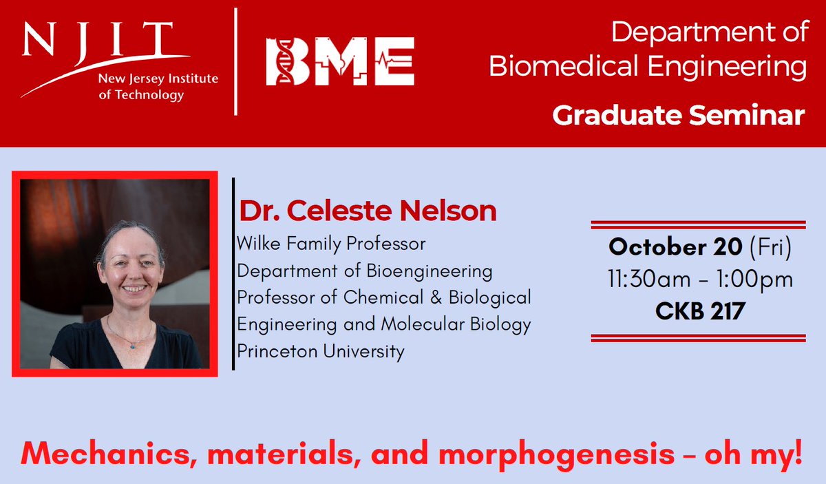 It was our thrill to host <a href="/celestemnelson/">Tissue Morphodynamics Group</a> in Newark today for the BME seminar series <a href="/NJIT/">NJIT</a>!!!!