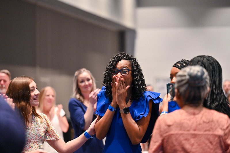 See photos: flic.kr/s/aHBqjAYCYx of today’s #txed Teacher of the Year awards luncheon, where Taniece Thompson-Smith of @abileneisd was named 2024 TX Teacher of the Year + Naveen Cunha @astrojack of @BryanISD named 2024 TX Secondary Teacher of the Year. #TXTOY #InspiringLeaders