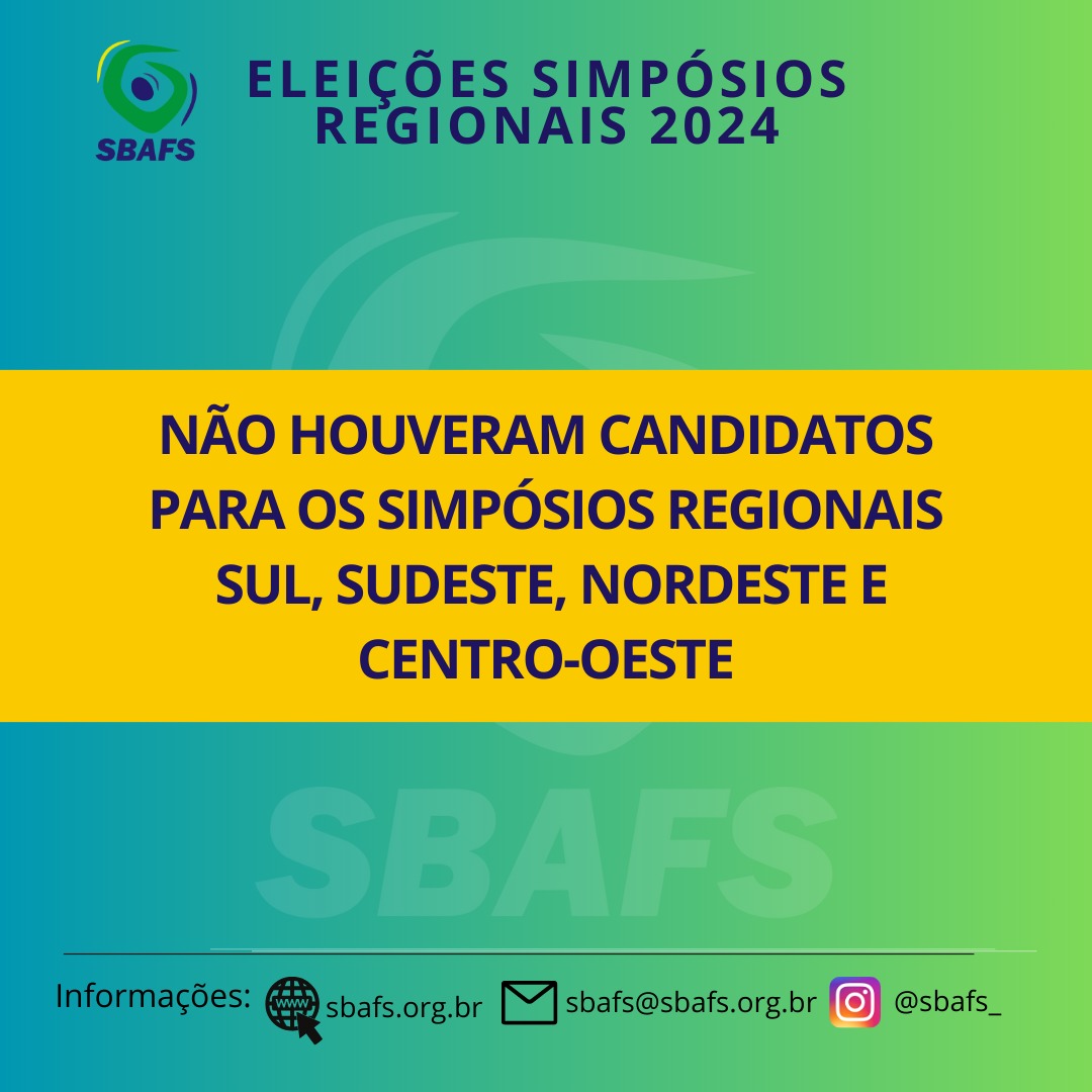 Querido sócio!
VOTO É UM DIREITO e aqui na sociedade respeitamos isto.
Conheça o candidato que concorre ao simpósio da regiao norte 2024.

Conheça e confira as propostas pelo: sbafs.org.br/noticias

*Não houveram candidatos das demais regiões.*