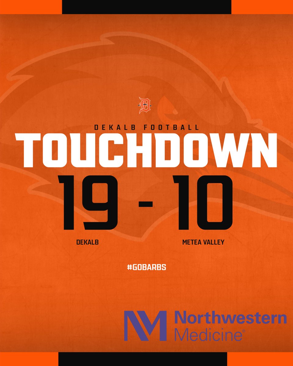 1barbathletics's tweet photo. The @dekalb_football team scores in the fourth! The Barbs increase their lead on the Mustangs! #GoBarbs https://t.co/XliW62Z8AE