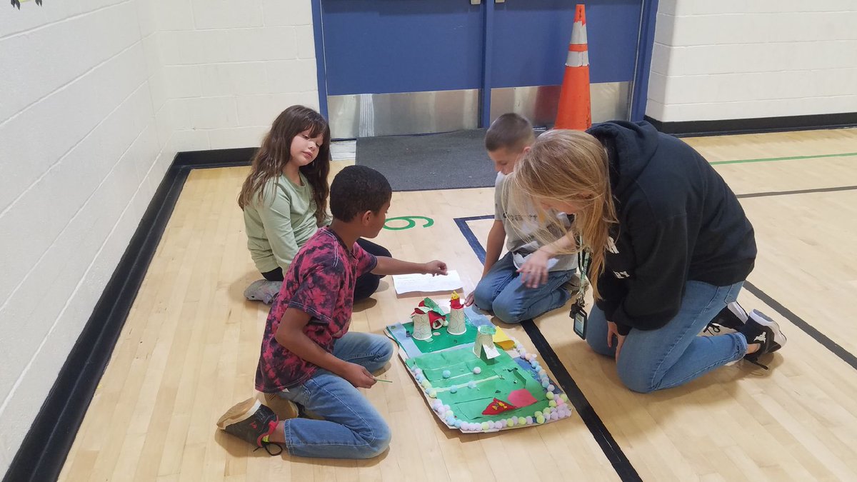 NGlenESAACPS's tweet photo. After investigating how different surfaces affect the motion of a ball, 3rd graders used at least 3 different surfaces to create a putt putt course. Visitors got to take their chance at a hole-in-one after students explained their reasoning behind the design. #belonggrowsucceed https://t.co/pJA06030ds