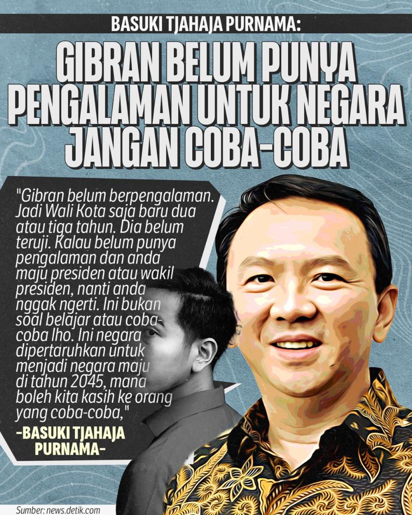 Untuk urusan Negara pak Ahok mmg benar.Jangan coba coba !

Mas wali  adalah harapan 
masa depan Indonesia
kami berharap banyak 
pd mas wali ini 
Tapi utk bbrp tahun kedepan
Skr blm saatnya , Ojo kesusu !

Kami siap dukung penuh 
Bila saatnya tiba mas wali yg
 maju Sendiri ke RI1