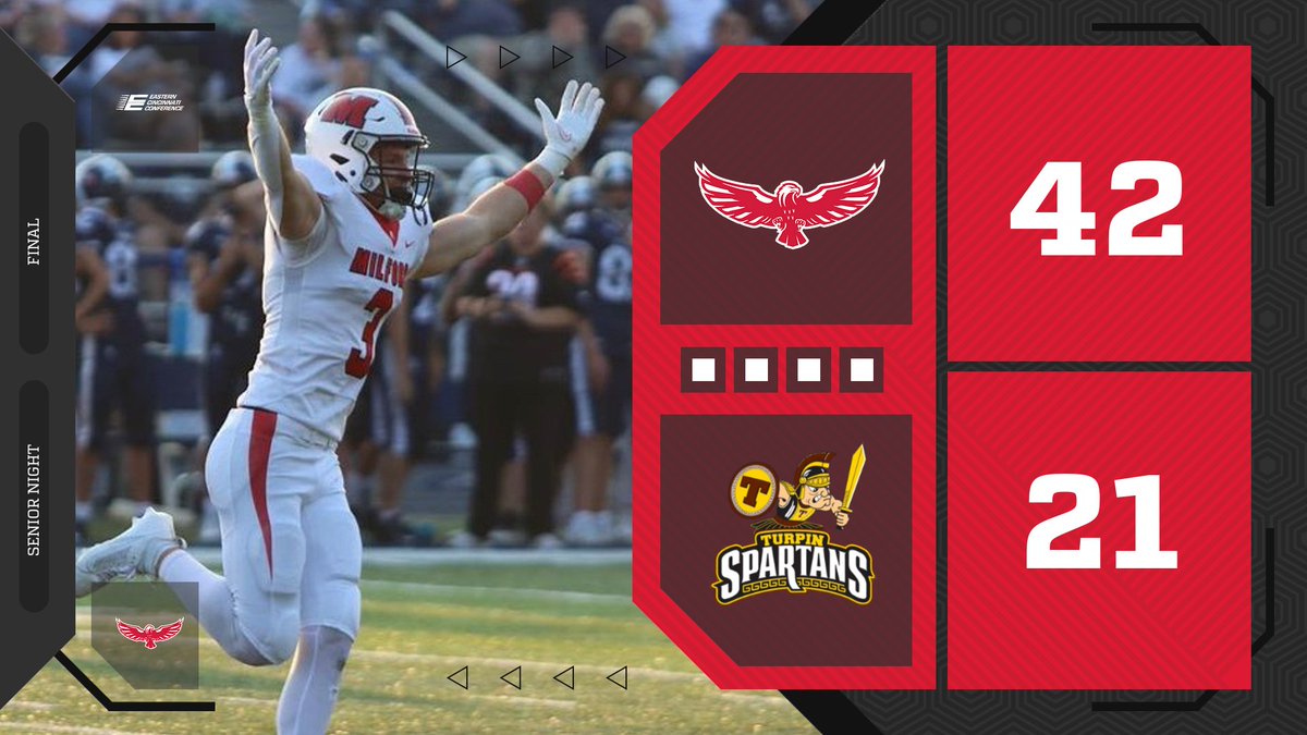 They did it!! For the 1st time since 1957, your Milford Eagles are undefeated!! With a score of 42-21 final over Turpin. What a way to finish a magical regular season. Playoffs here we come!!!
<a href="/ClerSunSports/">Clermont Sun Sports</a> <a href="/Milford_Schools/">Milford Schools</a> <a href="/milford_flock/">Milford Flock</a>