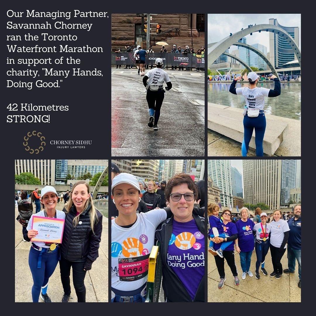 Huge shoutout &amp; many many thanks to Savannah of Chorney Sidhu Injury Lawyers who ran an entire Marathon! 42 km! This amazing act of endurance was accompanied by an amazing donation to Many Hands, Doing Good. Thank you <a href="/chorneysidhu/">Chorney Sidhu Injury Lawyers</a> for your support!