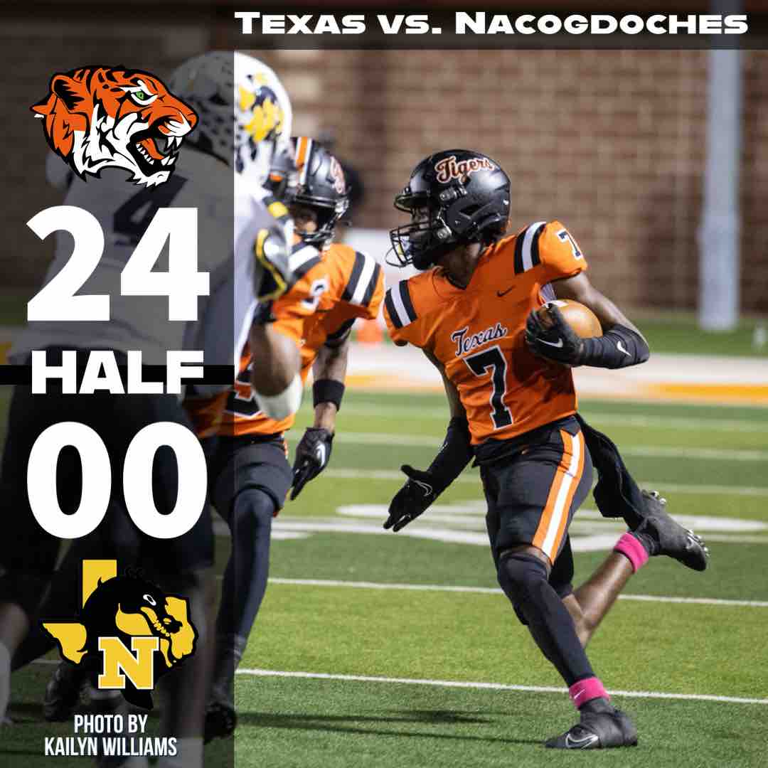 TigerTimesTHS's tweet photo. The Tigers open up the lead against the Dragons 24-0 before the halftime break. #txhigh #texashighschoolfootball https://t.co/6tFzqFP6rs