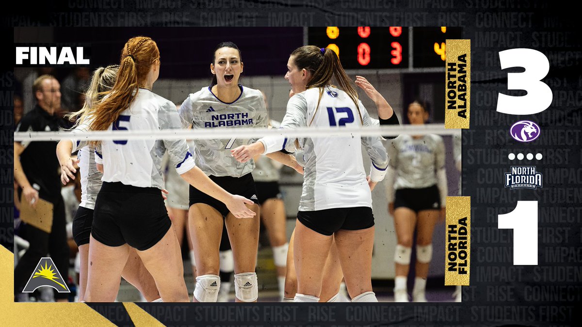 ASUNSports's tweet photo. FINAL 🏐

@UNA_Volleyball earns its second straight @ASUNVB victory after defeating North Florida 3️⃣-1️⃣

🔗 | https://t.co/OQ7g3WEz5S

#ASUNBuilt | #RoarLions 🦁 https://t.co/QqPkWxzVQA