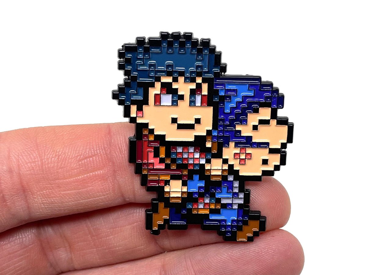 Legend of the Mystical Ninja for SNES,Goemon on Ebisumaru’s back, 1.75” enamel pin and magnet 
canvasquestart.etsy.com/listing/157131…