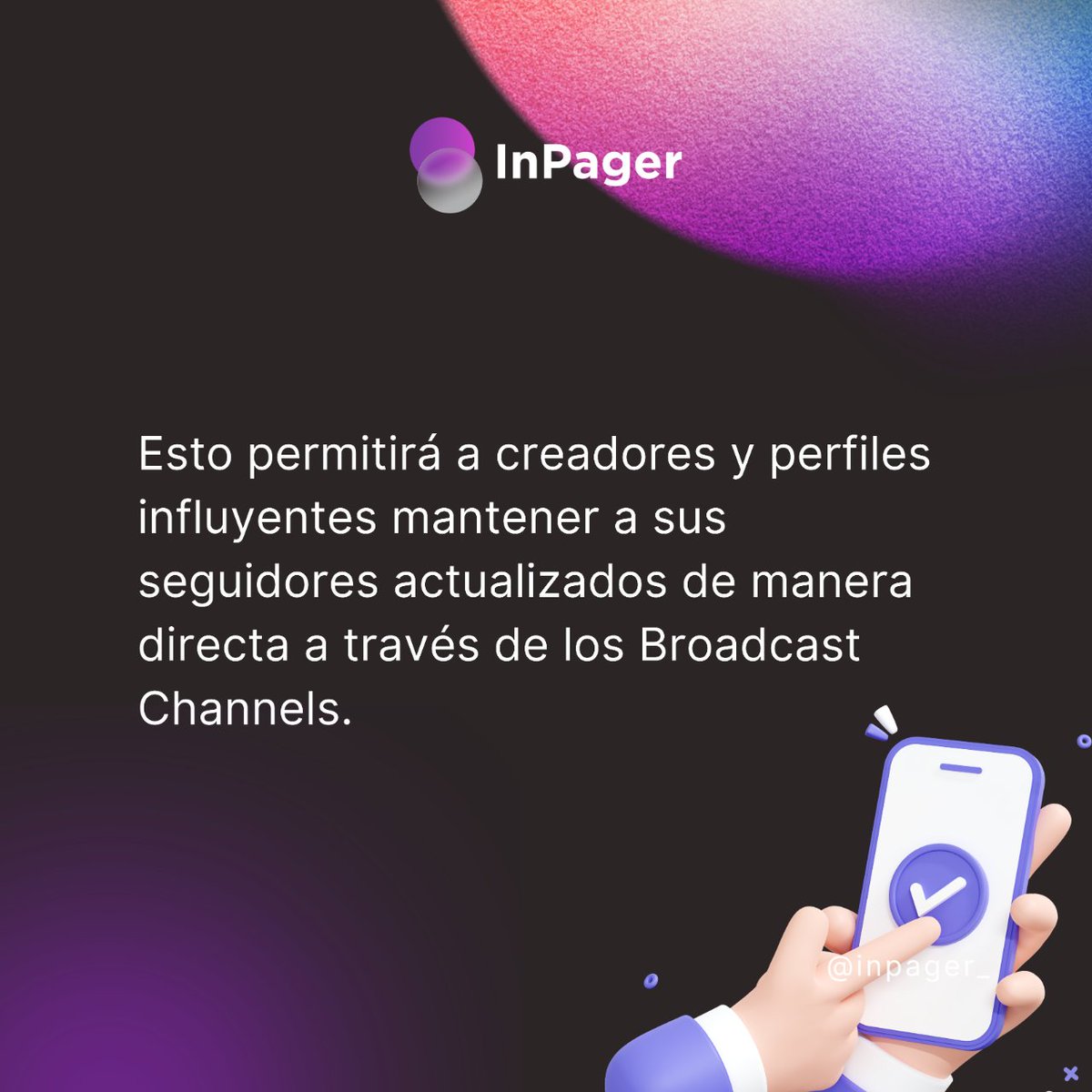 InPager's tweet photo. 📲¡Hola Marketers! 

¿Cómo están? 

💡Meta amplía sus Broadcast Channels📱

#marketing #podcast #redessociales #contentcreator #influencermarketing https://t.co/gKvRvC1IpA