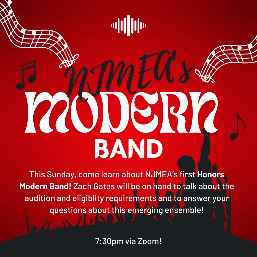 This Sunday for our Office Initiative, we welcome Emerging Ensembles Chairperson, Zach Gates, to discuss the Honors Modern Band audition and eligibility requirements. Zoom link: us06web.zoom.us/j/83520760675 #njmea #nafme #modernband #emergingensembles #njmeacentential #musiceducation