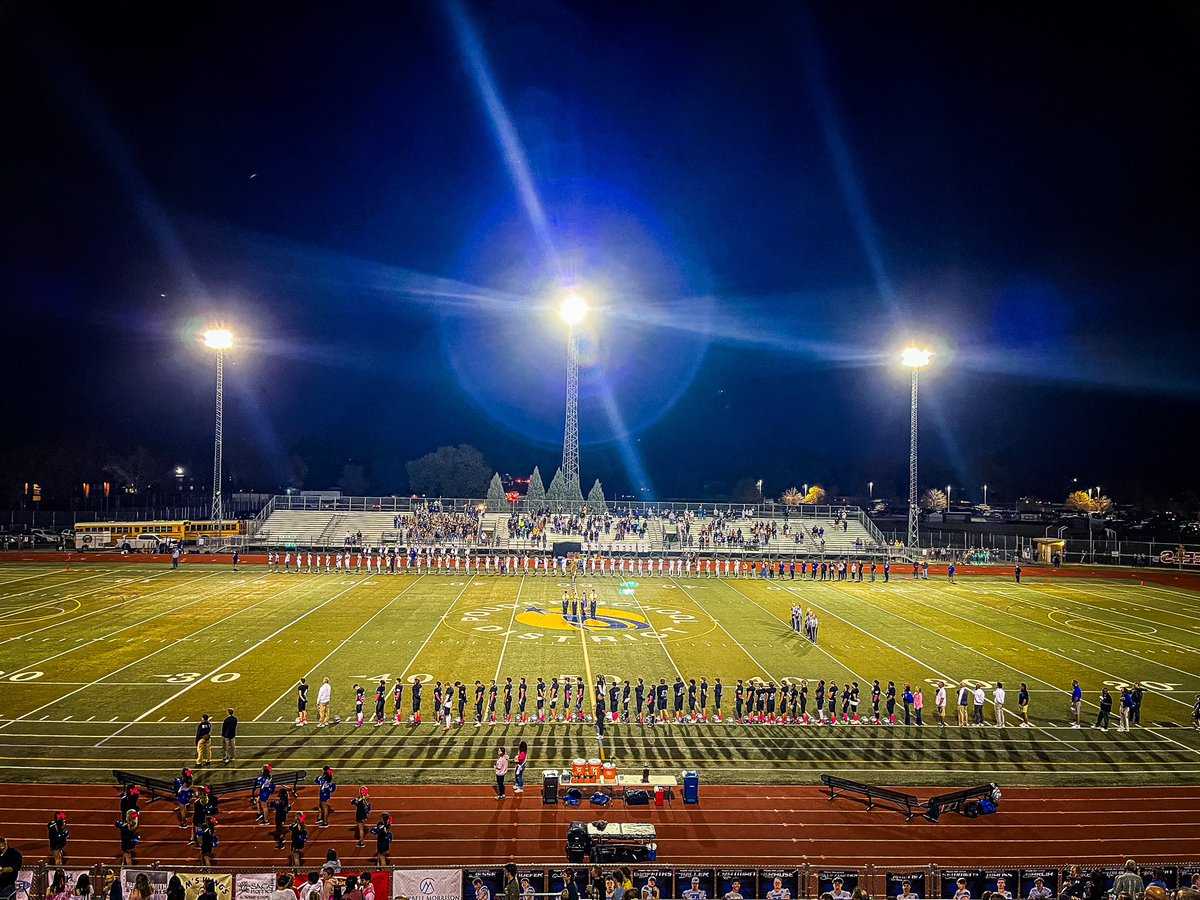PSD_ATHLETICS's tweet photo. At Halftime the Poudre Impalas are 10-7 against Fort Collins Lambkins here in Homecoming night—! 2nd half to resume soon—! #PSDAthletics https://t.co/Ut5Hf7WQQi