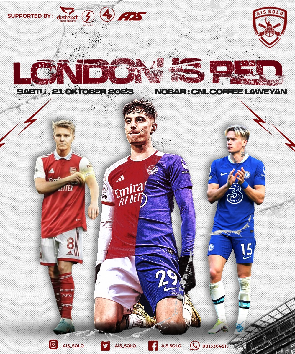 AIS_SOLO's tweet photo. #MatchScreeningAISSolo

Premier League - Week 9
ARSENAL v Chelsea
Sabtu, 21 Oktober 2023
Open Gate: 23.00 WIB
Kick Off: 23.30 WIB
Venue: CnL Coffee, Laweyan (Solia Zigna)
HTM. Just Order (rekomendasi order Paket Nobar mulai 25k)
Terbuka untuk Member dan Non member!
Yuk Ramaikan! https://t.co/O5h9oEdduv