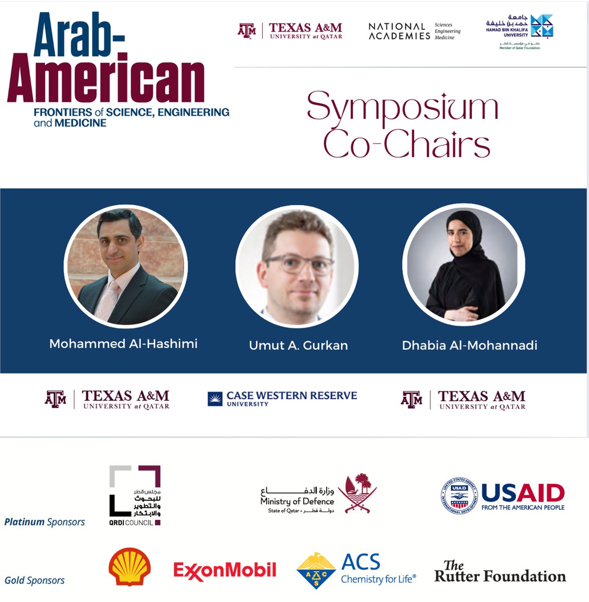 Get ready for the 9th Arab American Symposium in Doha! 🌐 We've got sessions on #Decarbonization, #QuantumComputing, #PrecisionMedicine, #EquityAndInclusion, and more. Stay tuned for inspiring insights! From the #CommitteChairs #ArabAmericanFrontiers2023 #AFF2023 #Innovation