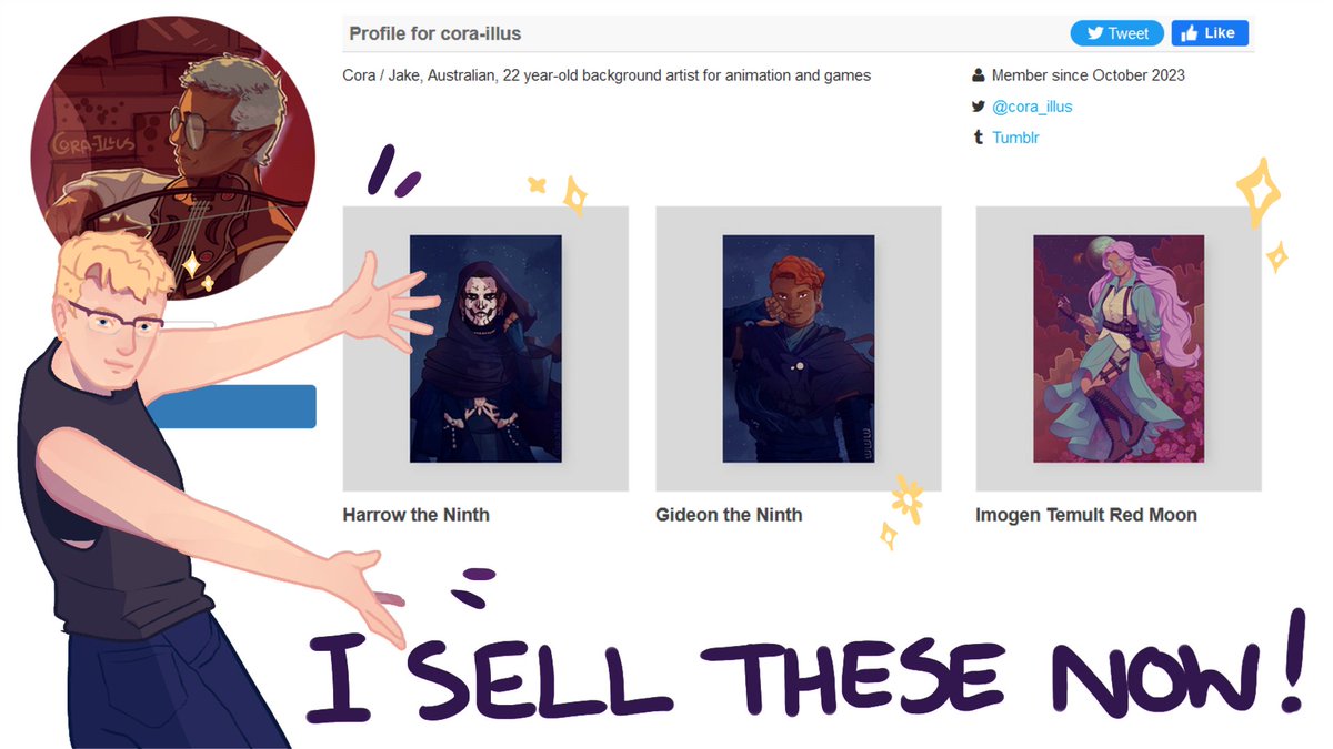 Hii I opened a print store!! Various Locked Tomb fanarts in print and stickers, my Imodna matching posters, 15% off for the first week until 28/10 with promo code TQMCJG ! Other available art previews in the replies
inprnt.com/gallery/cora-i…