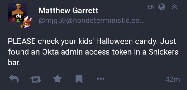 A very important notice about  #Okta Halloween 🎃candy.