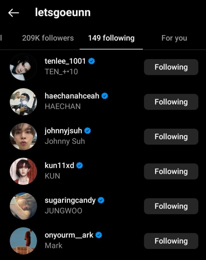 969901z's tweet photo. koeun finally followed mark, haechan, ten, johnny, kun, and jungwoo on instagram!!! 😭 IʼM LITERALLY SHAKING RN https://t.co/1XtoXwuO4n