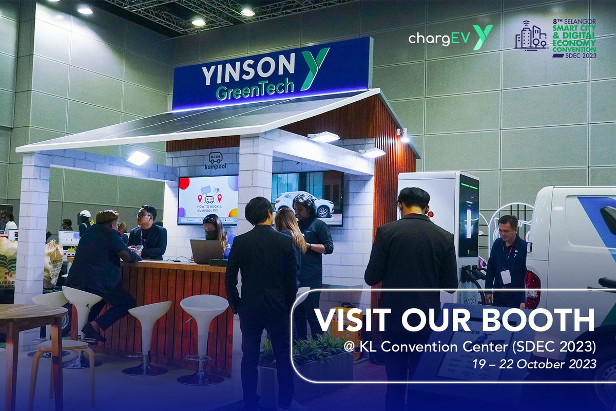 charg_EV's tweet image. #chargEV will be at The Selangor Smart City &amp;amp; Digital Economy Convention (#SDEC2023) until this Sunday! We will share more information on our latest #EV charging technology and how chargEV can move towards a greener and more sustainable future.

#YinsonGreenTech #YGT #EVMalaysia