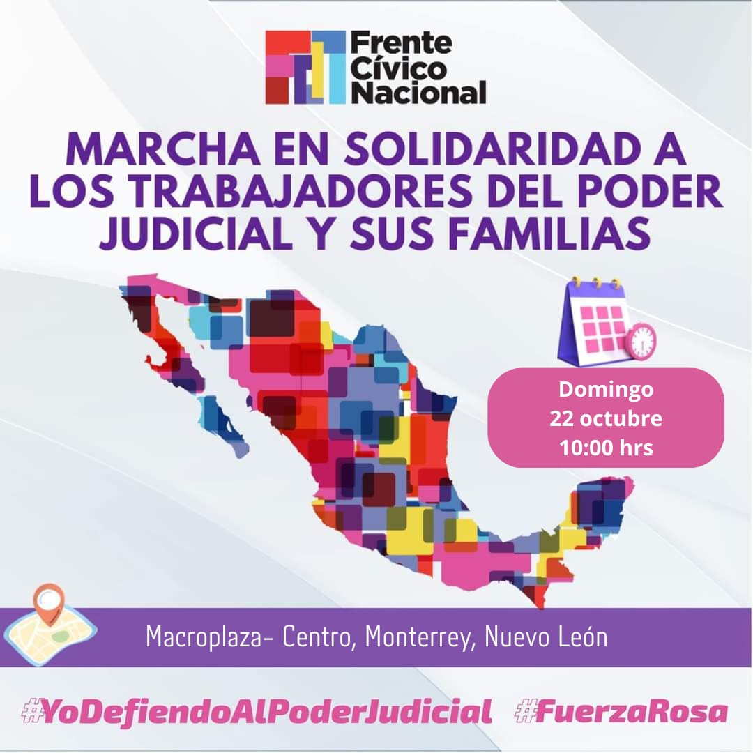 ♦️Amigos de NL es tiempo de solidaridad con los trabajadores del Poder Judicial y sus familias, por lo que el #FCN se suma a su causa, que también es la nuestra. 
#TodosSomosPJF
Los esperamos!!
🗓 Domingo 22 octubre
⏰️ 10:00 hrs
📍 Macroplaza Mty
#YoDefiendoAlPJF
#FuerzaRosa