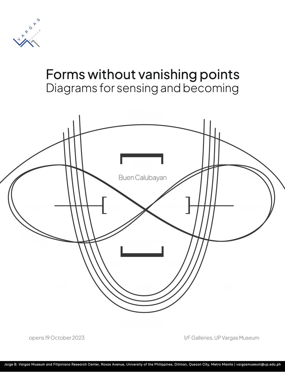 Buen Calubayan
Forms without vanishing points: Diagrams for sensing and becoming
1/F Galleries, UP Vargas Museum

The UP Vargas Museum presents Forms without vanishing points: Diagrams for sensing and becoming by artist Buen Calubayan: facebook.com/photo?fbid=698….