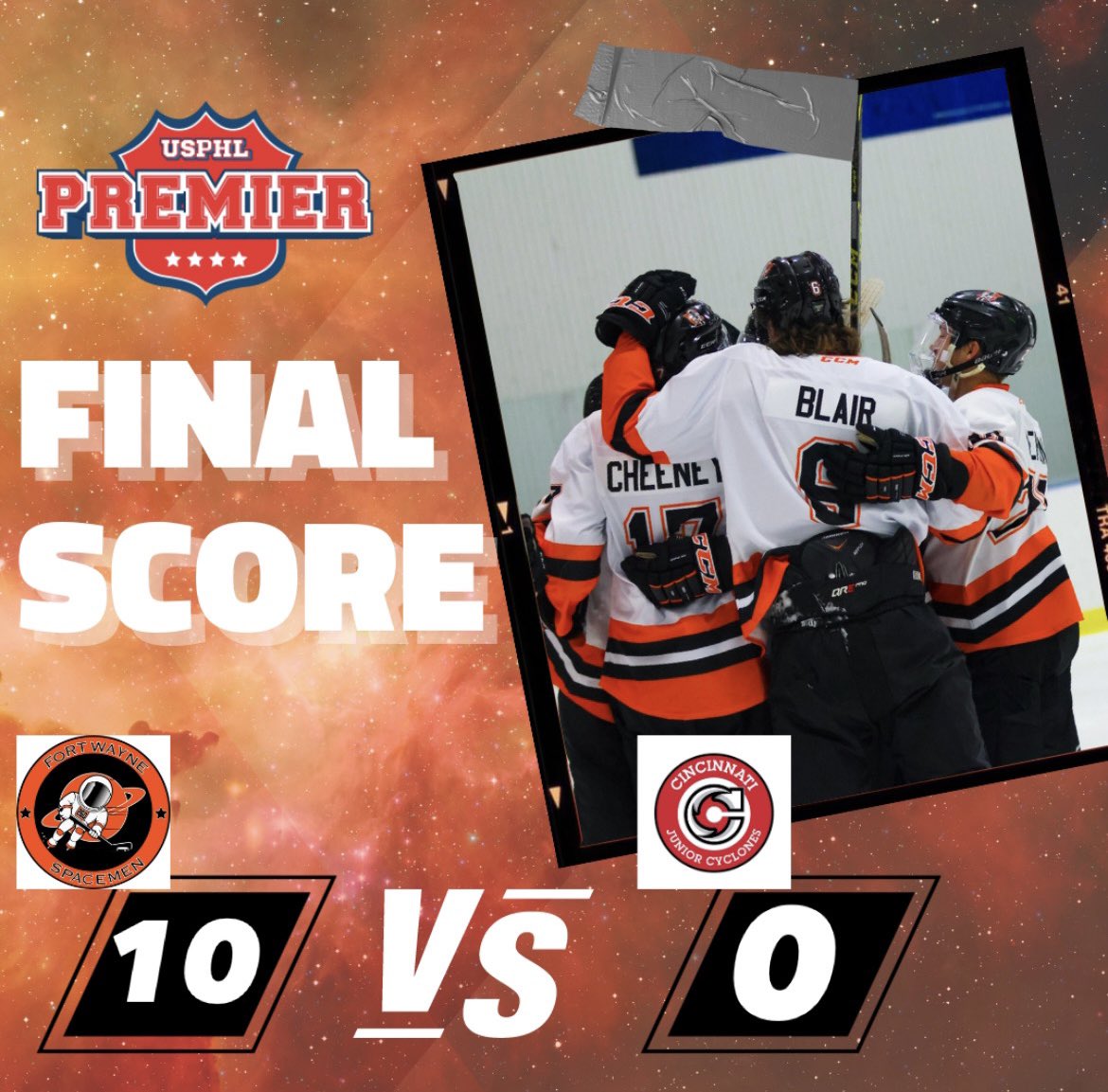 SPACEMEN WIN🚀 Premier defeats the Cincinnati Cyclones 10-0! Back on the road tomorrow!