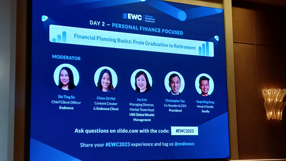 onefern's tweet image. Panel started with the premise thatporeans' greatest stress is money - true for me, where media people always have a less stable career.
The @UBS speaker talked about Liquidity, Longevity and Legacy-I've enough to worry about for the first two. 😂 #EWC2023 @endowus
