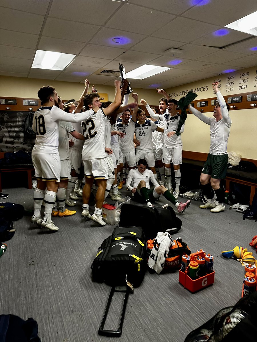 NDMenSoccer's tweet photo. Absolute scenes in the postgame locker room!

#GoIrish☘️ https://t.co/YpMaS19mLw
