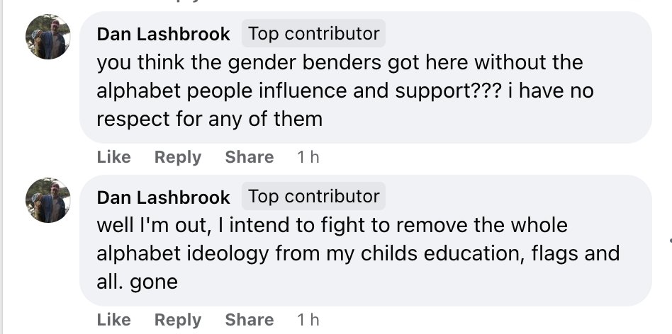 booksandtea123's tweet photo. Someone made a post in the million march group saying they do not "hate" the 2SLGBTQIA+ community. It went exactly as you would expect. Show up and stand up against this transphobic and homophobic movement. https://t.co/3sUQgZn806 https://t.co/JsUhbUXdhM