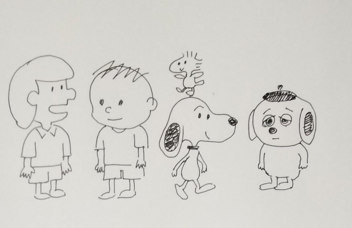 記憶だけを頼りに、スヌーピーのキャラクター達を描いてみました。 
