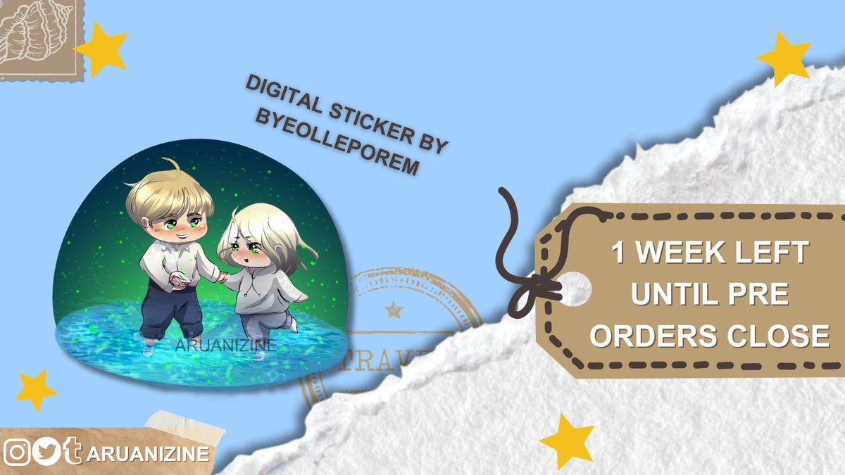 ⭐️˗ˏˋ 1 WEEK LEFT ˎˊ˗⭐️

Use this adorable digital sticker by <a href="/ByeolLeporem/">Hina🌻 COMMISSIONS OPEN 🪷</a> to send lovely messages to your friends (or crush!) on your preferred social app. 

📣Stay tuned for a fun announcement tomorrow! 

🛒aruanizine.bigcartel.com
#進撃の巨人 #aruani