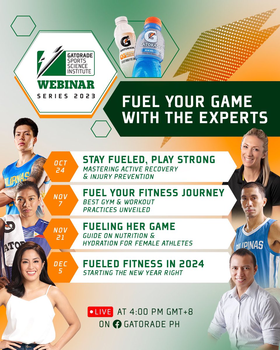 The #GSSIWebinarSeries is going LIVE on these dates! 🗓 Learn from experts, athletes, and fitness enthusiasts to fuel every sweat session. 💪🏼⚡️