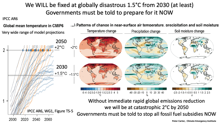 PCarterClimate's tweet photo. TELL GOVERNMENTS TO PREPARE FOR 1.5°C 2030
We WILL be fixed at globally disastrous 1.5°C from 2030 (at least) Governments must be told to prepare for it NOW. 2°C by 2050- they must Stop planet killing fossil fuel subsidies NOW
https://t.co/1SSk1XMyB3
#climatechange #globalwarming https://t.co/2U3h0nxcIJ