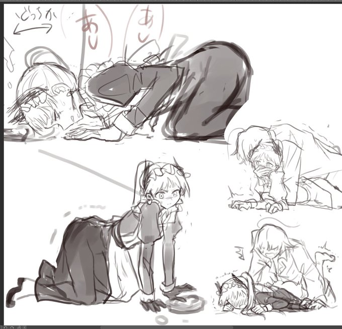 家畜化食ザー感謝ゲロ絵とイチャラブカプ絵のラフを交互に描くことで己を整わせている 