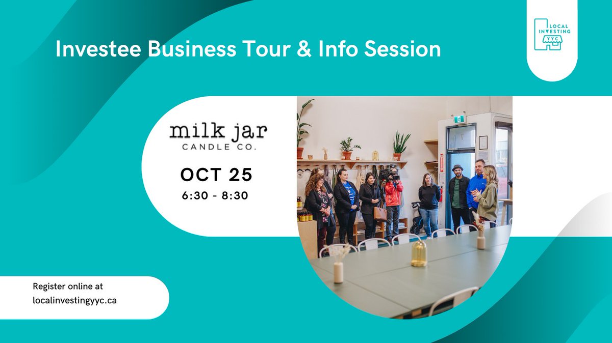 Join Local Investing YYC at this fall's information session &amp; business tour from 6:30-8:30 pm at Milk Jar Candle Co.

Register at generoussolutions.com/e/local-invest…