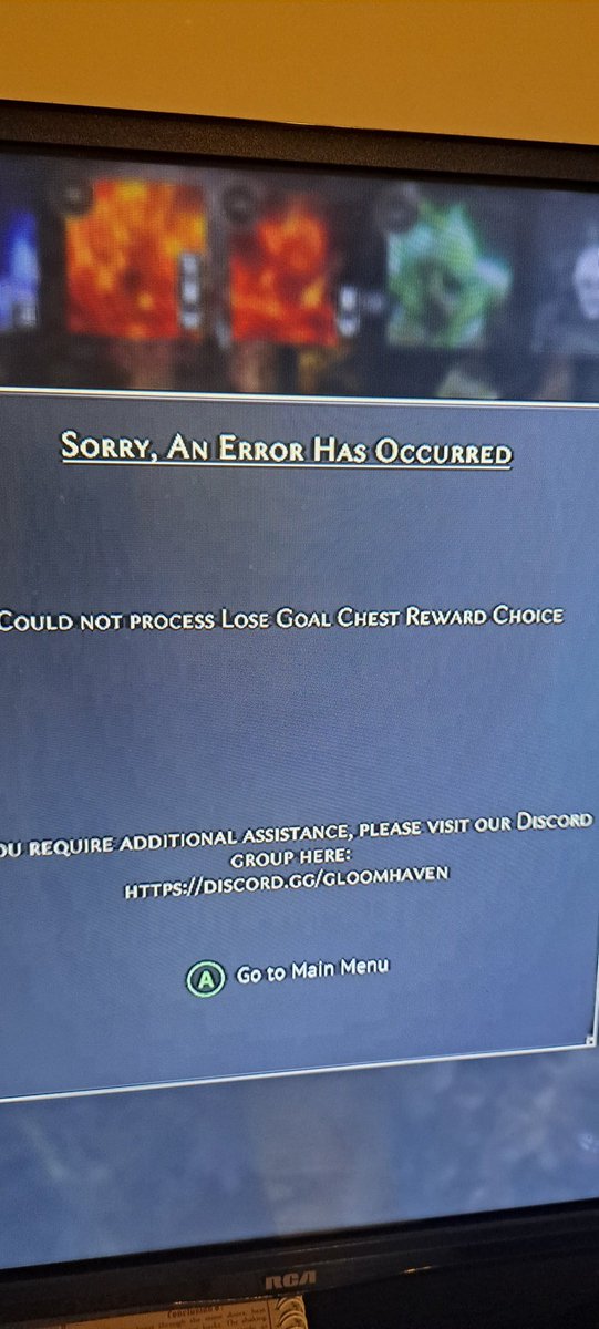 Aaron_Airdogg's tweet photo. @GloomhavenGame Game crashes during Burning Mountain mission and this pops up! Won't let us win. https://t.co/6ipaDTN7M2