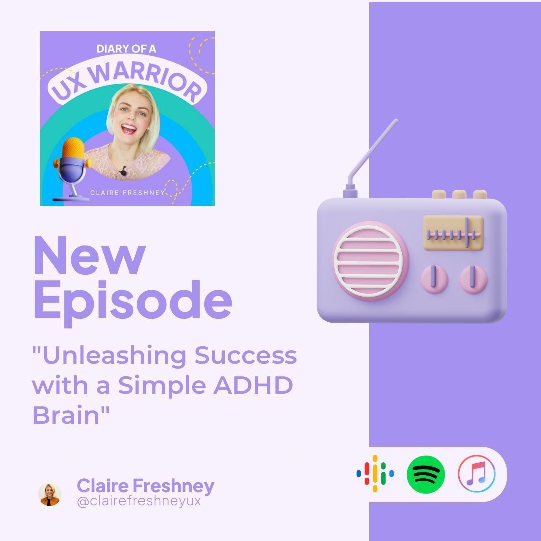 HelloFreshney's tweet photo. 🎧 Get ready to unleash success like a true UX Warrior! 💥 In this inspiring podcast episode, I explore the unique strengths of a simple ADHD brain.

Find my podcast everywhere and please, SUBSCRIBE or Listen 
At: https://t.co/nQvHFiMlbw https://t.co/IfITi0xYc5