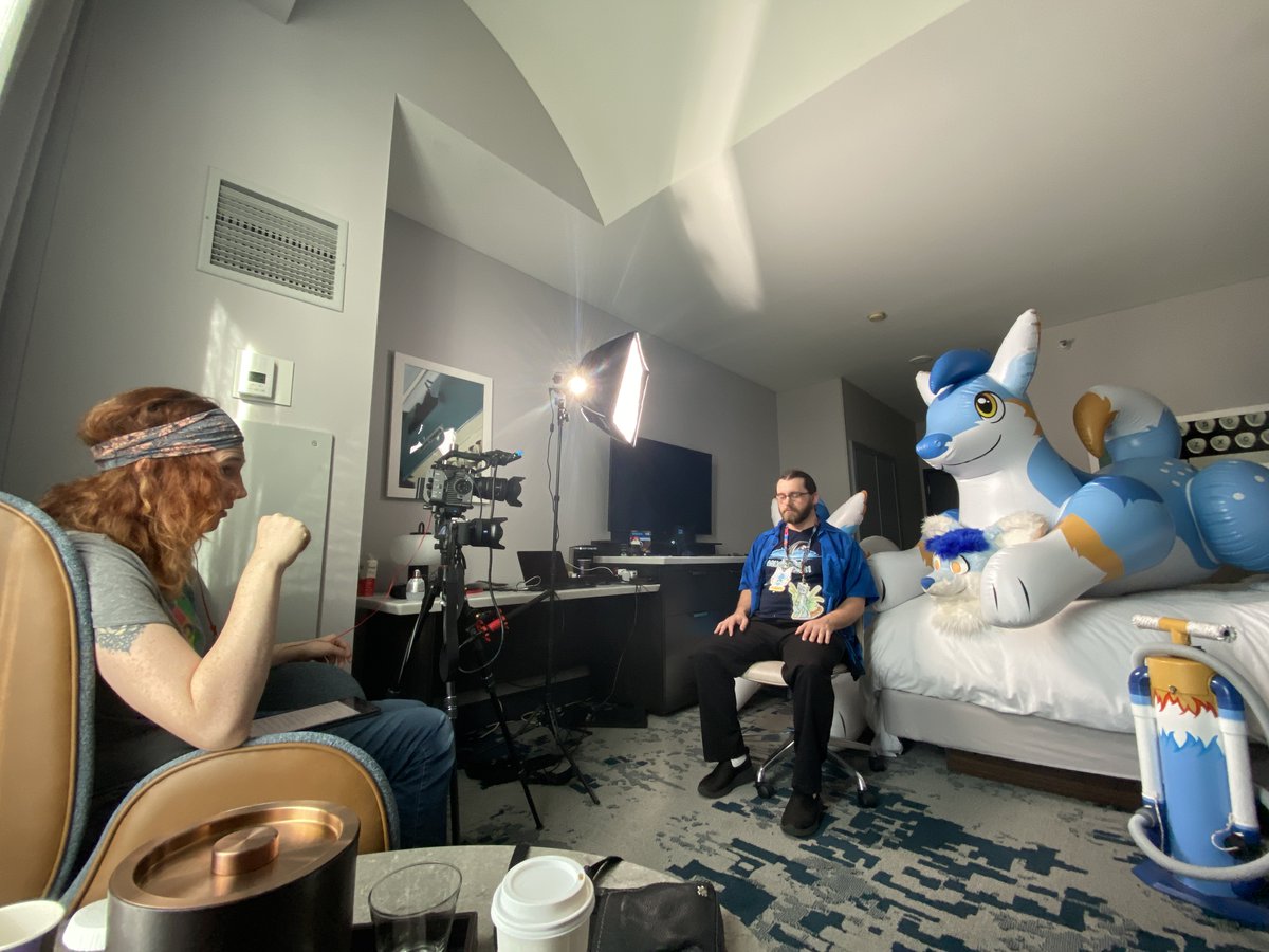 FurryFilmmaker's tweet photo. Here is @AshCoyote conducting interviews with @phenod @fuckdraz for our latest episode of #BeyondTheFandom -- which comes out tomorrow! Check it out!!
https://t.co/OdlY78aso6 https://t.co/lIfos0nsj6