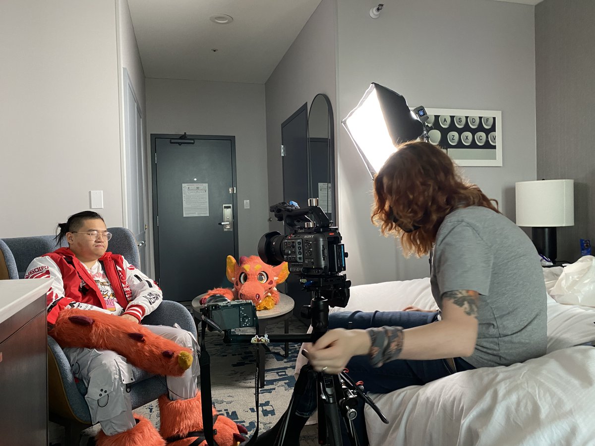 FurryFilmmaker's tweet photo. Here is @AshCoyote conducting interviews with @phenod @fuckdraz for our latest episode of #BeyondTheFandom -- which comes out tomorrow! Check it out!!
https://t.co/OdlY78aso6 https://t.co/lIfos0nsj6