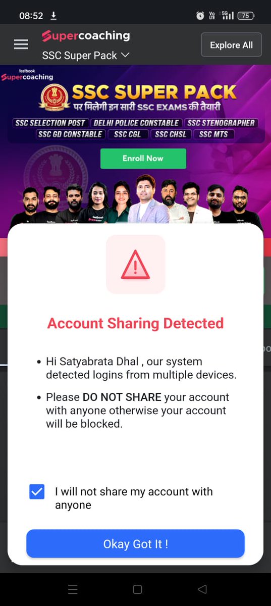 SatyaArya17's tweet photo. Why this kind of response I got from Testbook, I have my PC and as usual my smartphones where i logged in for my mock test and studies #testbook @Testbookdotcom a humble request , kindly not to take such action against my account, Thank you @Testbookdotcom https://t.co/chAjvT8Dy2