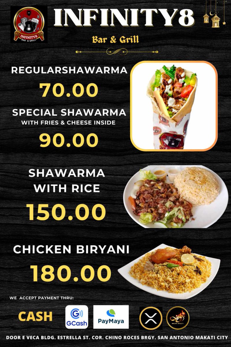 Try nyo na mga ka-i8!

Shawarma or Biryani? Anong cravings mo?

#infinity8barandgrill #shawarmalover #biryanilover