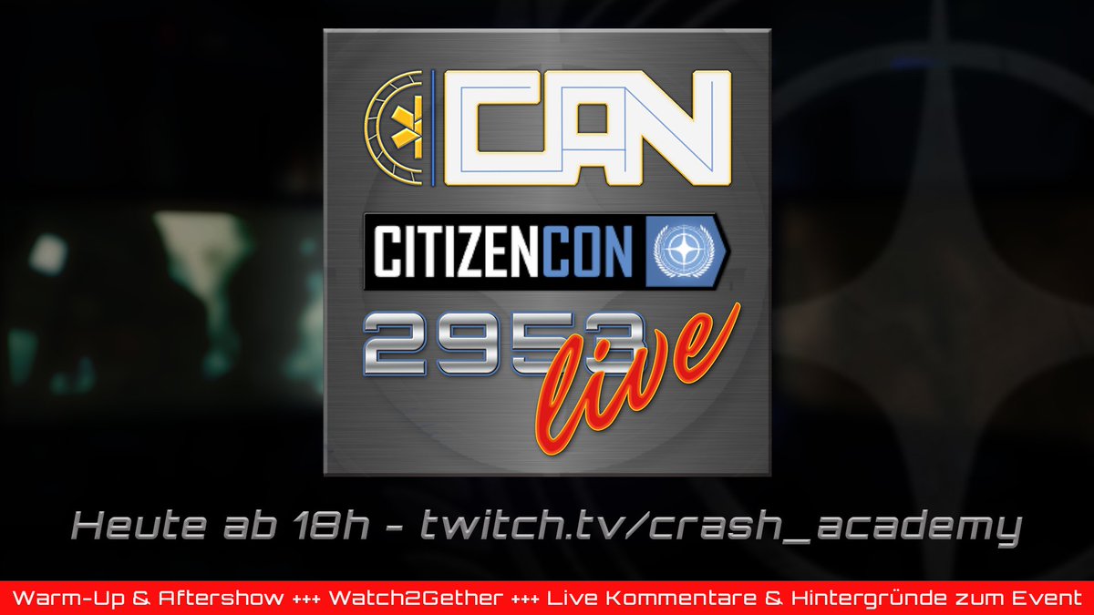 CrashAcademyNet's tweet photo. 🚨 HEUTE ab 18:00h: #CitizenCon 2953 - TAG 2  🚨 Wir begleiten für Euch das #StarCitizen #Event des Jahres von Anfang bis Ende #live auf #Twitch! Wir freuen uns auf Euch! 🌟
➡️ https://t.co/oo0IPjj9XV https://t.co/tWL3EDP90J