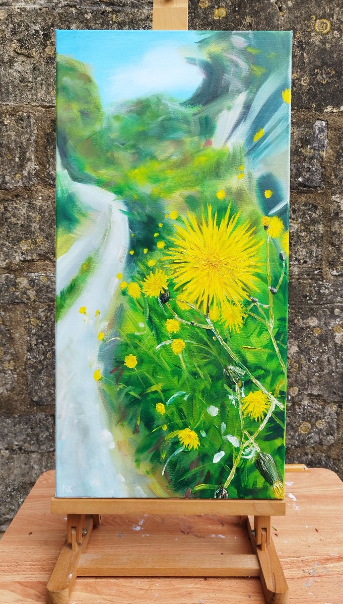 *New* 'Sow Thistles'
Oil on canvas (30 x 60cm)

This painting was inspired by a dazzling array of sun-like sow thistles I saw whilst wandering past Tetbury Lane, Nailsworth.

#sowthistle #sowthistles #nailsworth #flowers #yellowflowers #flowerpainting #oilpainting #nickpikeart