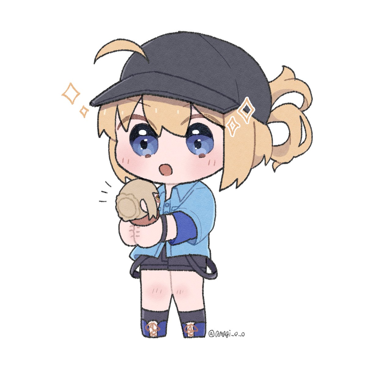 artoria pendragon (fate) 1girl hat blonde hair blue eyes baseball cap solo ahoge  illustration images