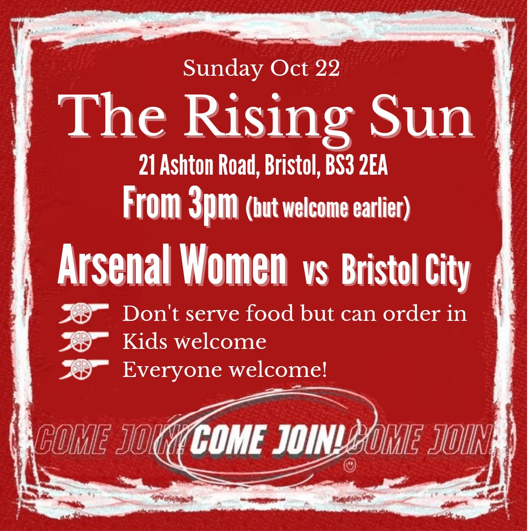 🚨 For anybody coming to Arsenal Women v Bristol City away this weekend.

🔴 The pregame spot for this game is below

⚪ The landlord is a Gooner &amp; is looking forward to everybody

🔴 Given this app's terrible functioning of late, any sharing is very helpful

See you there!

❤️⚪