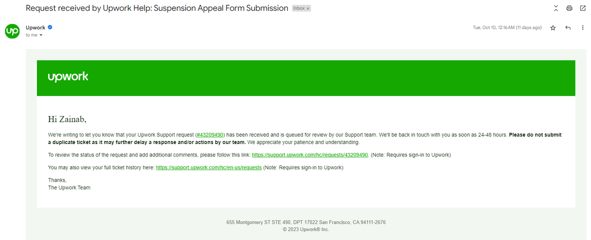 majnate's tweet image. Hey @Upwork, 🌼 It&apos;s been 11 days since we launched a ticket regarding the suspension of one of our valued agency members due to a small mix-up. We completely understand how busy things can be, but we&apos;re hopeful for a speedy resolution. 🙏✨ @upworkhelp🌐💙 #UpworkSupport🐦